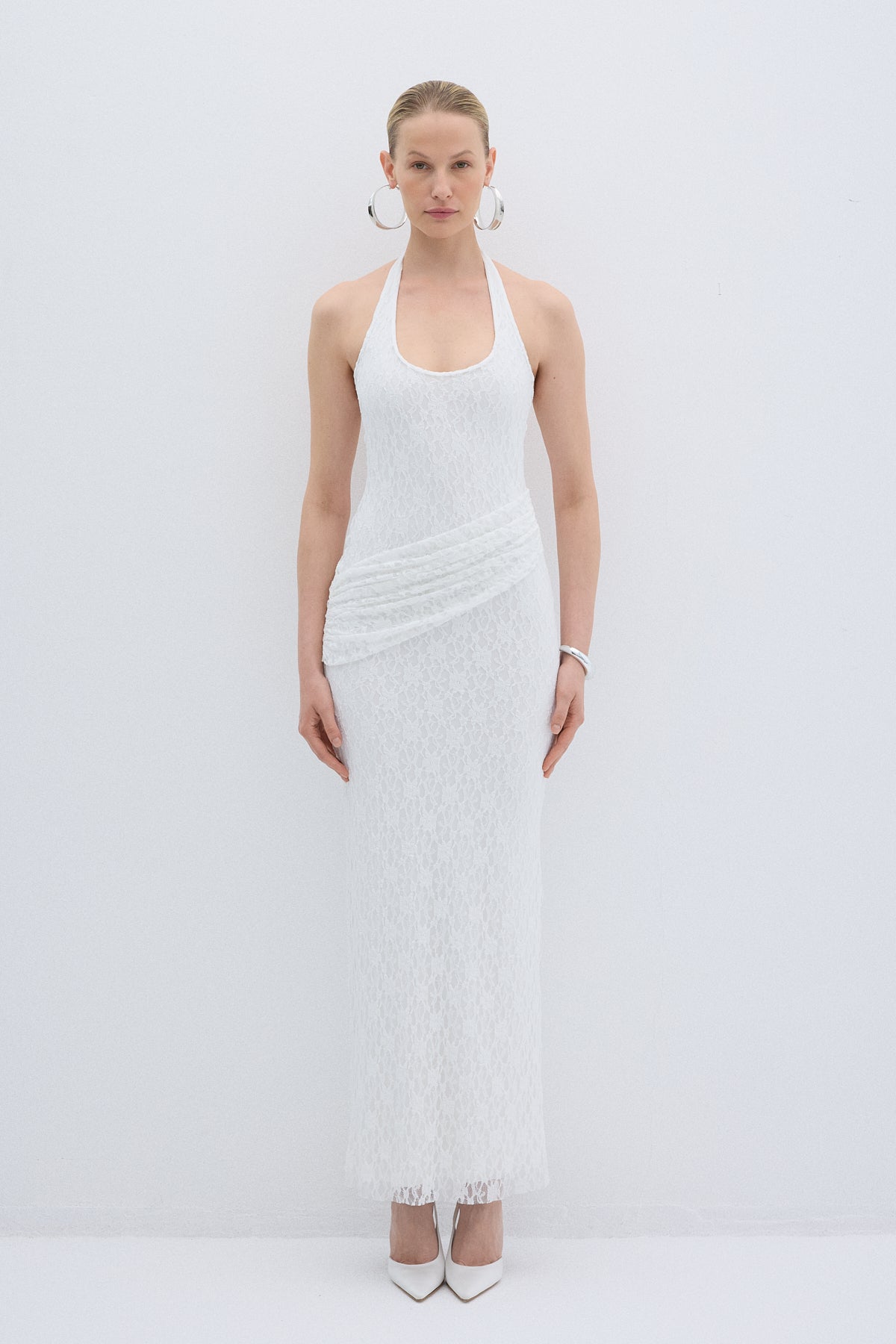 PEARLACE DRESS WHITE