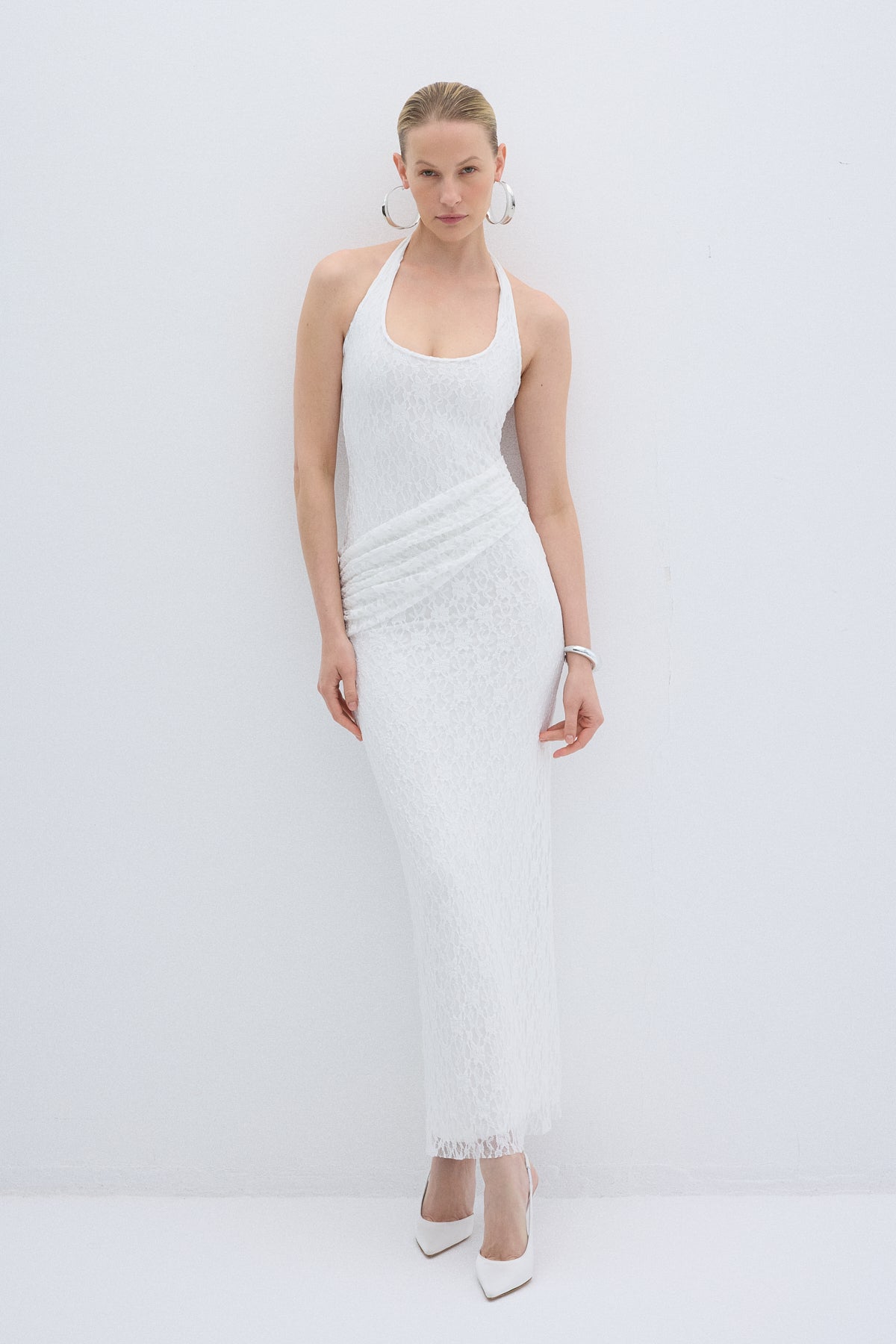 PEARLACE DRESS WHITE