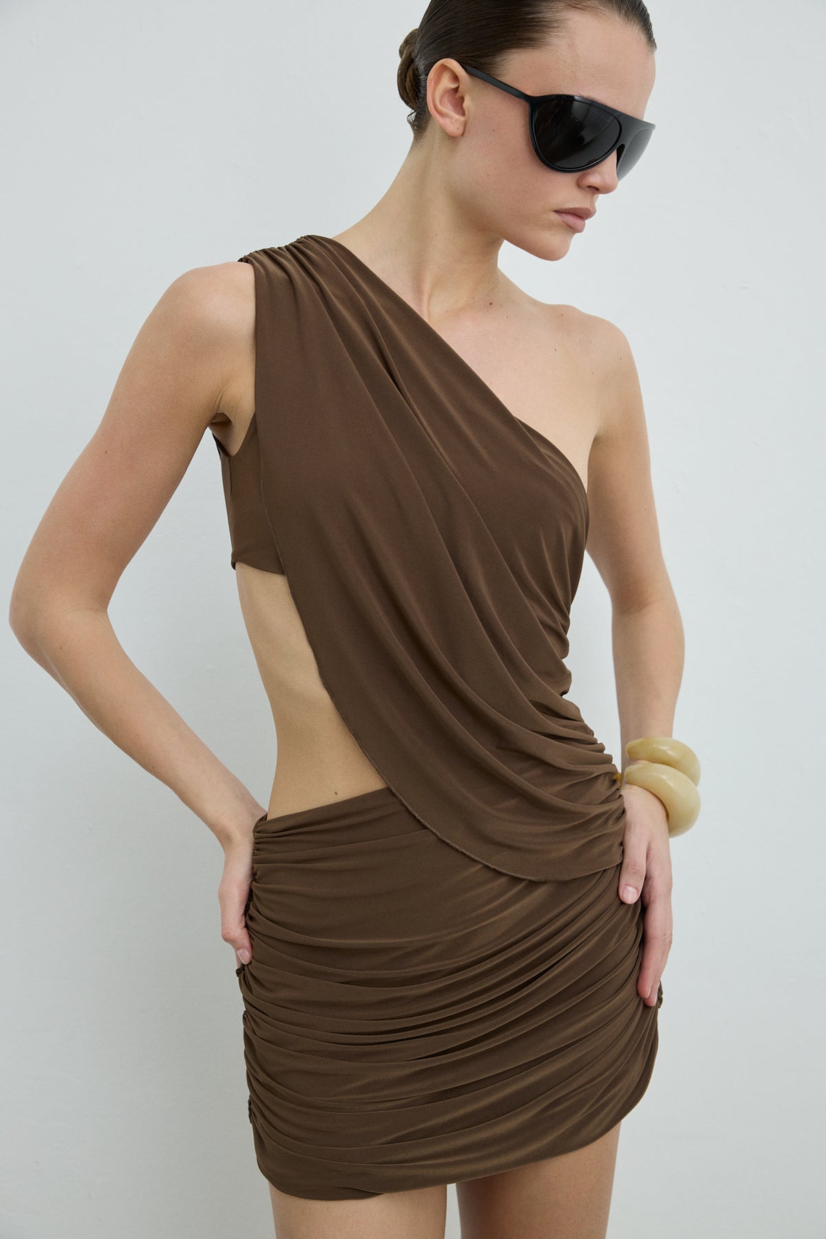 GLEAN DRESS BROWN