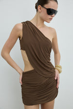 GLEAN DRESS BROWN