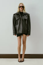 NOORIE LEATHER JACKET BROWN