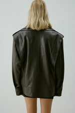 NOORIE LEATHER JACKET BROWN
