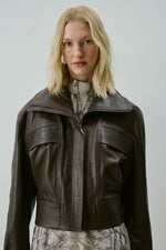 CADIE LEATHER JACKET BURGUNDY