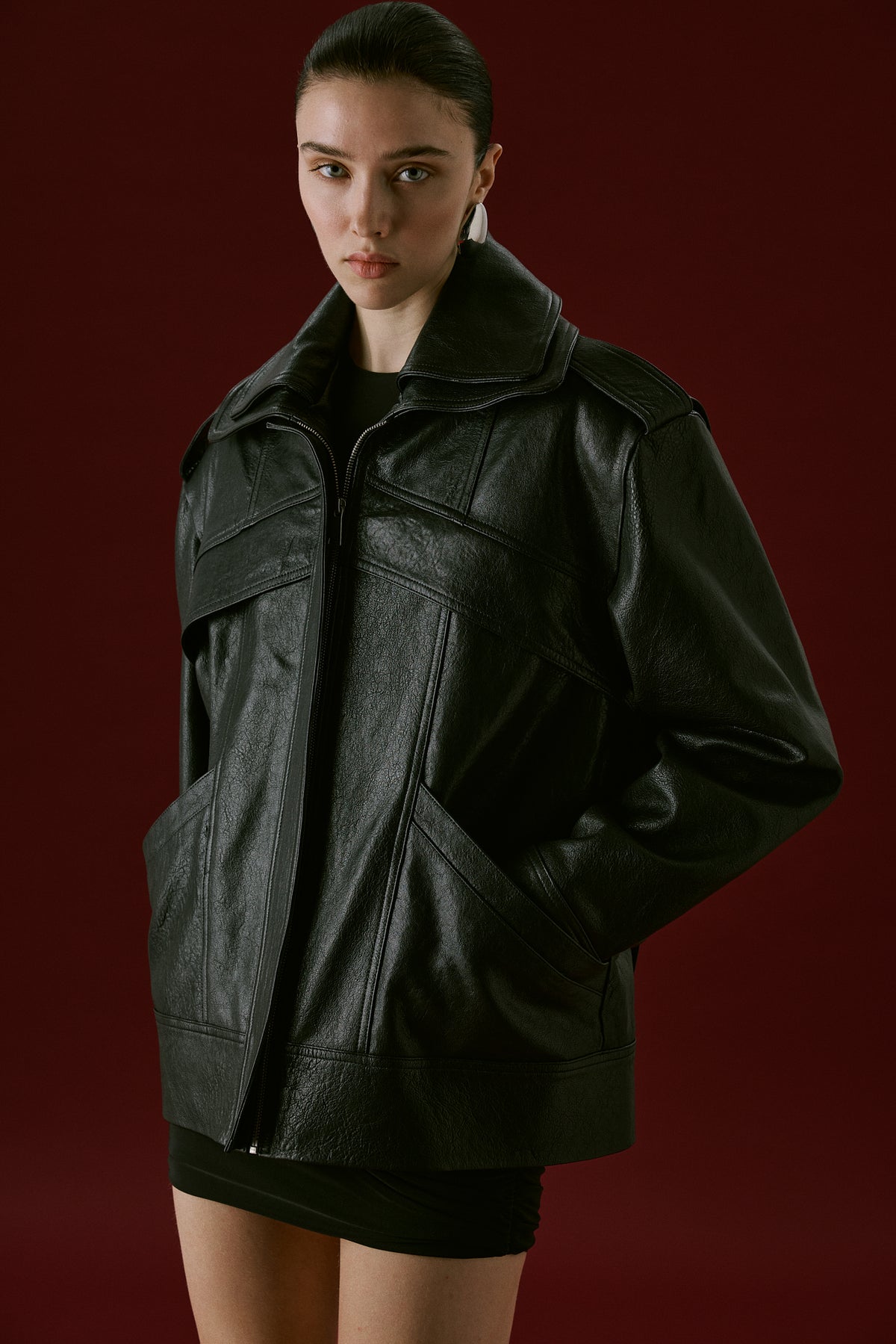 NOEMIE LEATHER JACKET BLACK