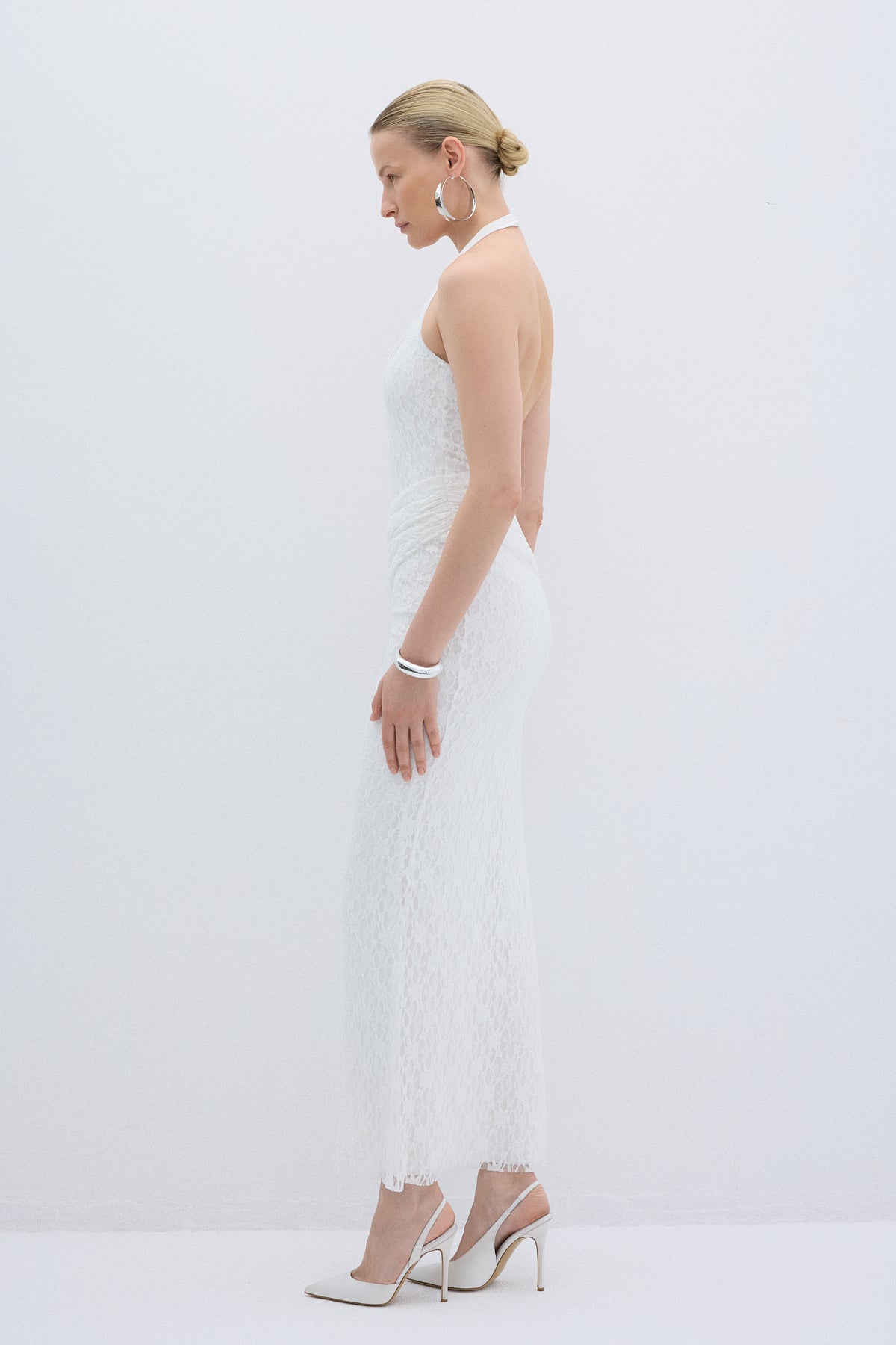 PEARLACE DRESS WHITE