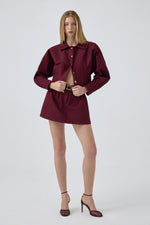 SCYLA SHORT SKIRT BURGUNDY
