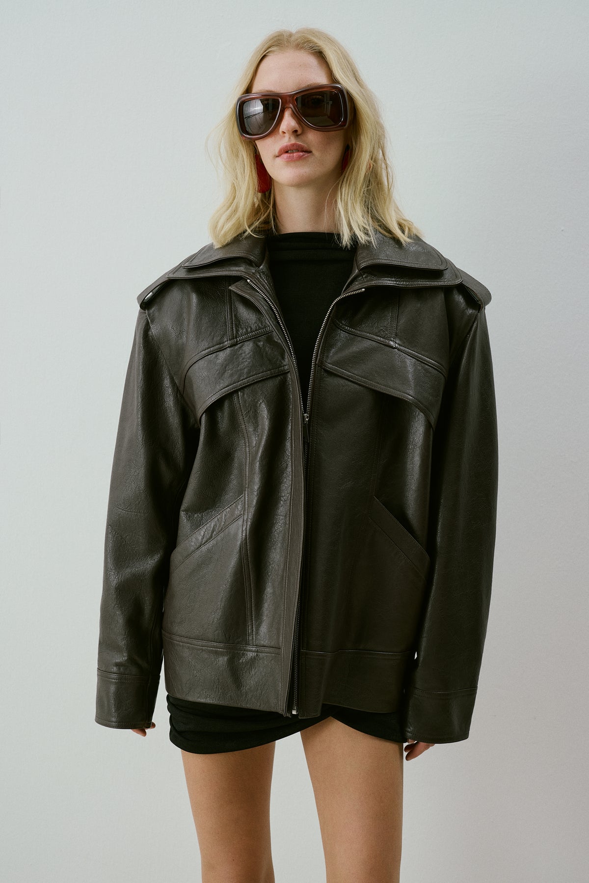 NOORIE LEATHER JACKET BROWN